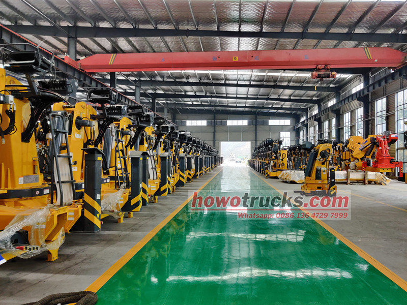HOWO boom crane truck warehouse