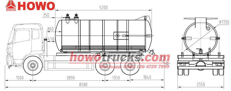 HOWO 6×4 vacuum tank truck drawing