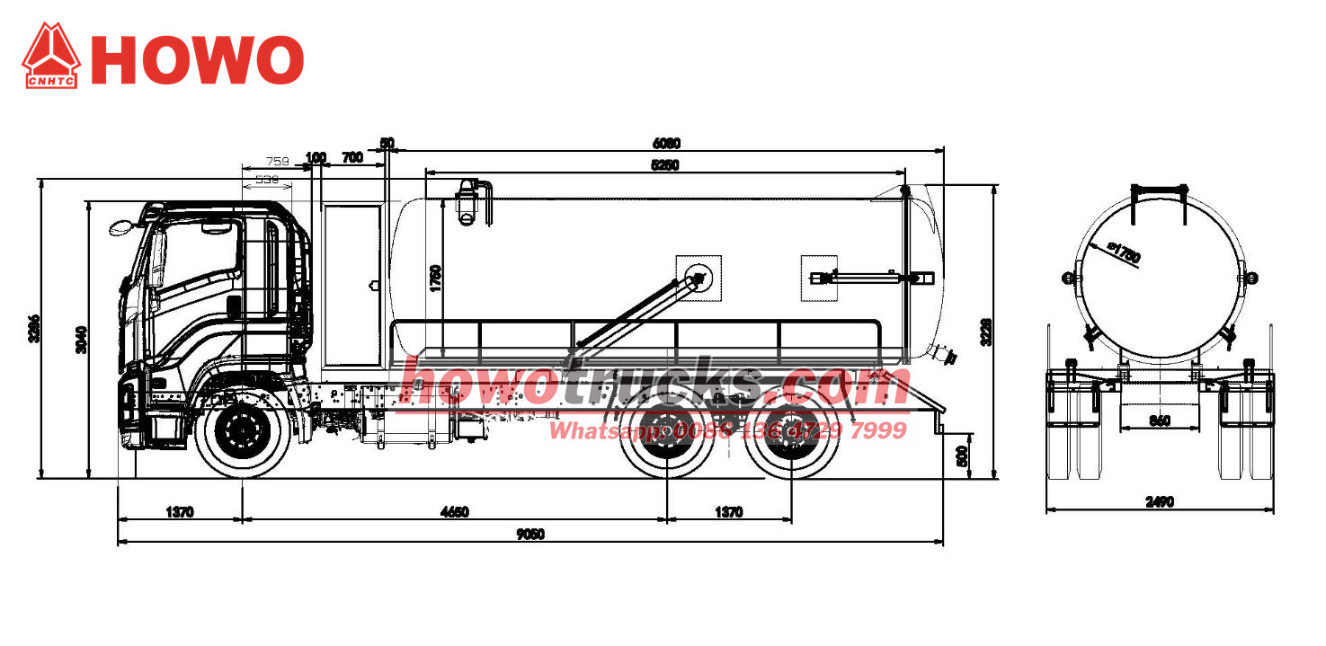 HOWO 6×4 sewage tank truck drawing