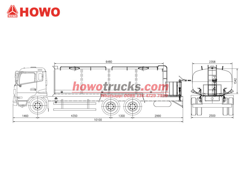 HOWO 6×4 water tanker truck drawing