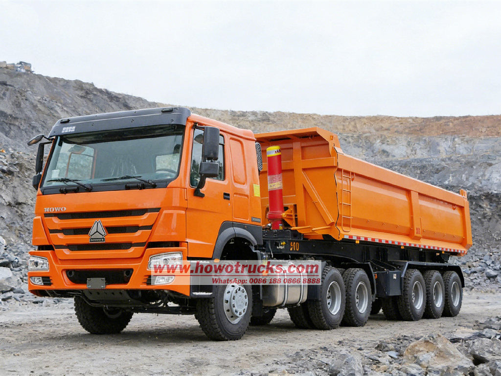 Howo tractor truck with mining tipper semitrailer