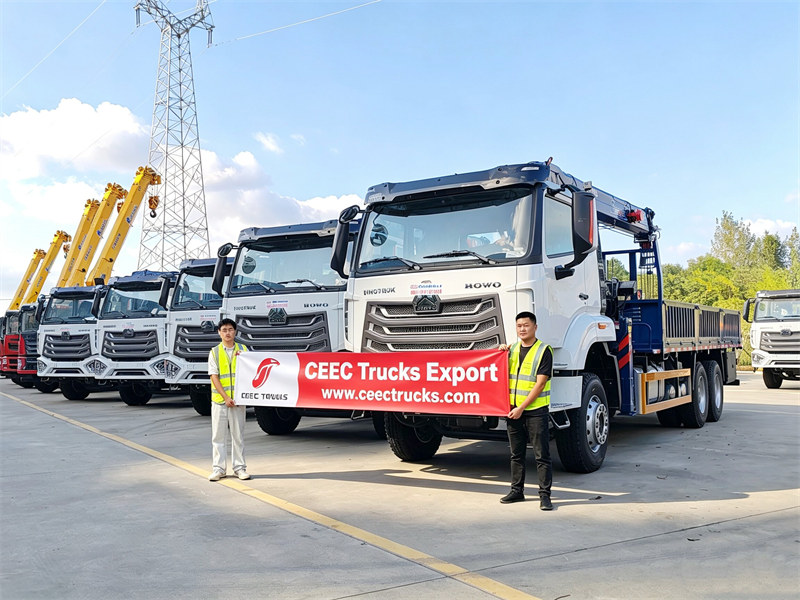 5 unit crane yang dipasang di truk HOWO telah dikirim ke Angola.